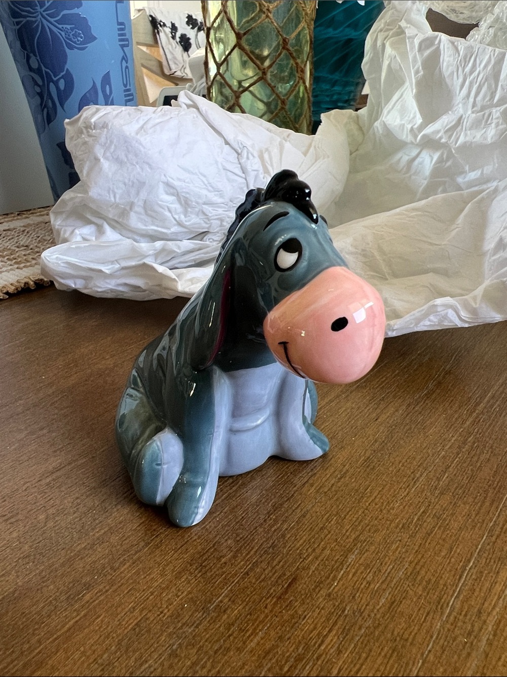 Disney Eeyore Ceramic Accent Figurine in Blue and Pink